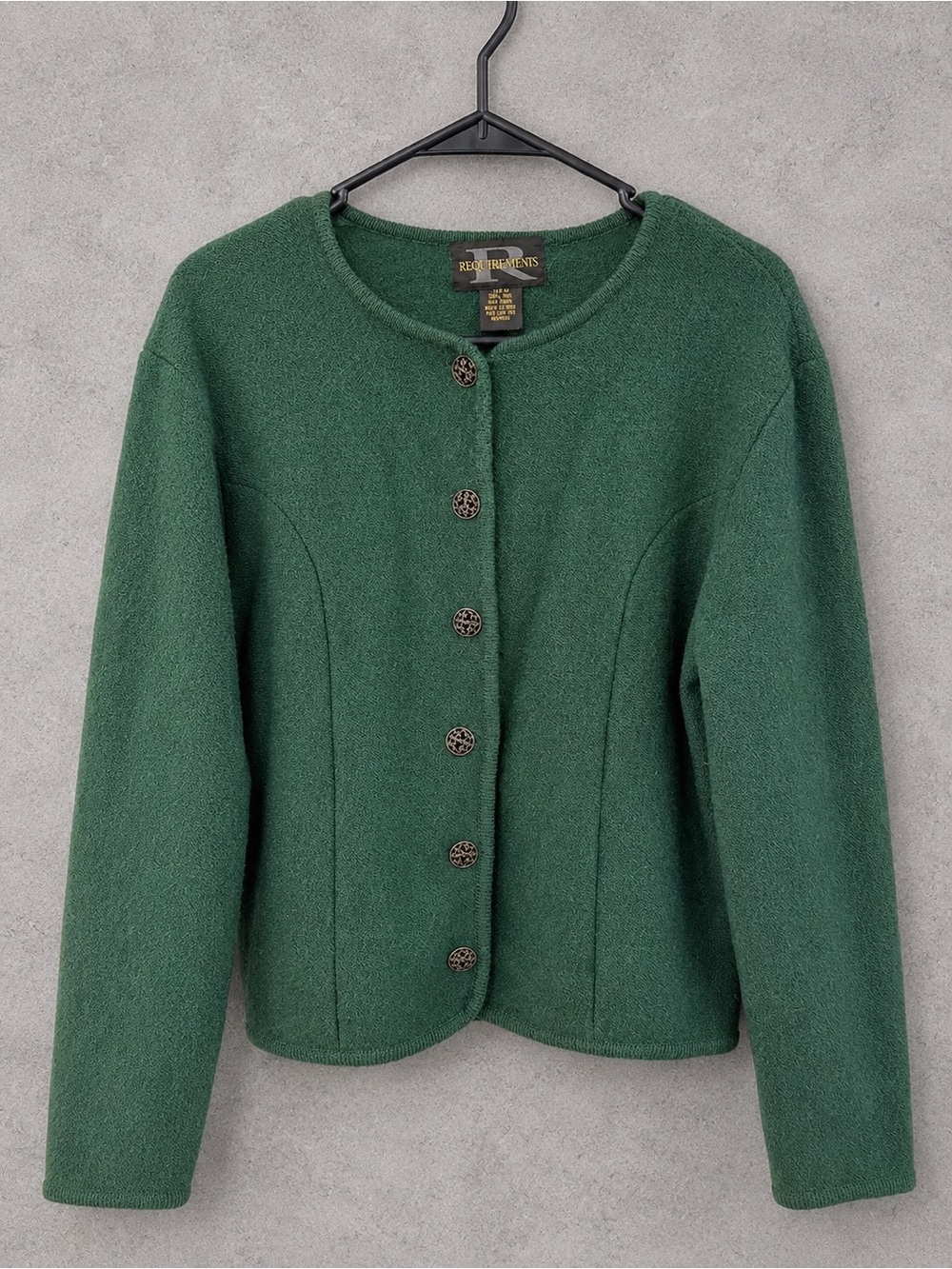 Requirements Forest Green Women’s Button-Front Wool Cardigan Sweater